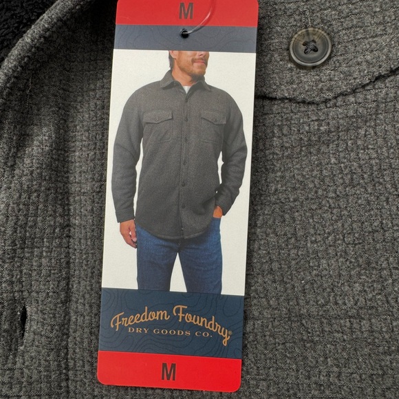 Freedom Foundry Men’s Textured Fleece Shirt Jacket M Button-Front Lined Gray NWT - Picture 7 of 8